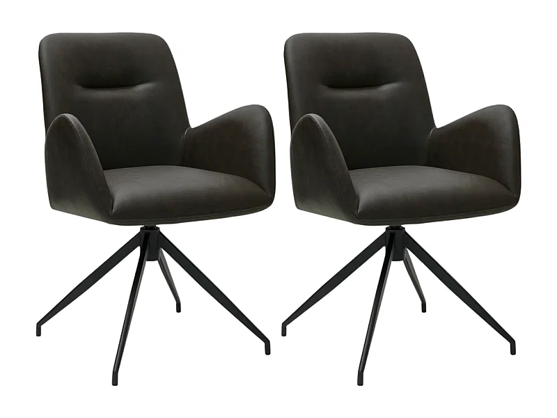 Esszimmerstühle 2er Set Jennifer - Kunstleder & Metall - Dunkelbraun