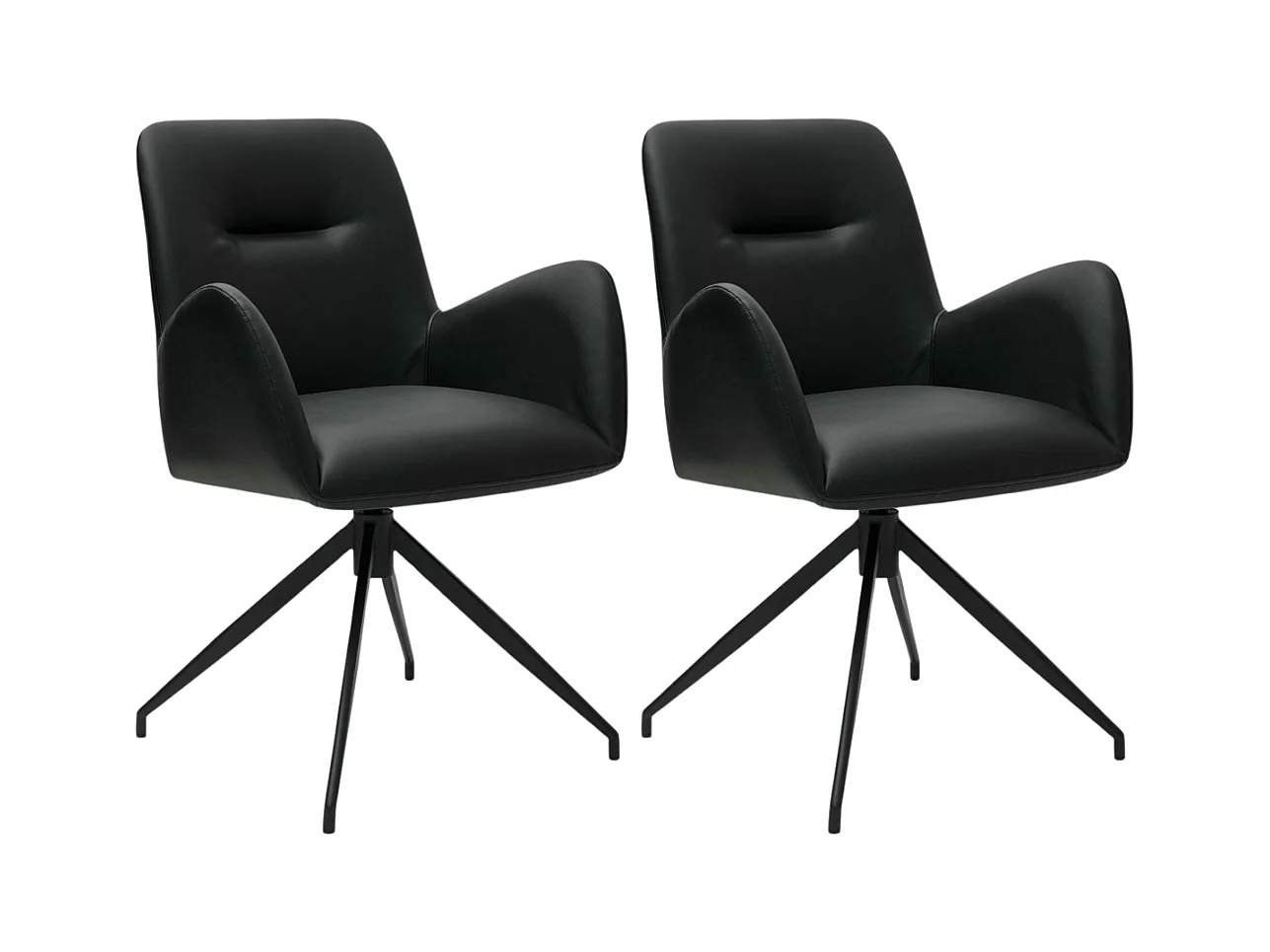 Esszimmerstuhl Drehbar 2er Set Jennifer - Kunstleder & Metall - Schwarz