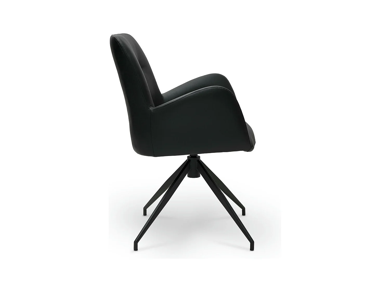 Esszimmerstuhl Drehbar 2er Set Jennifer - Kunstleder & Metall - Schwarz