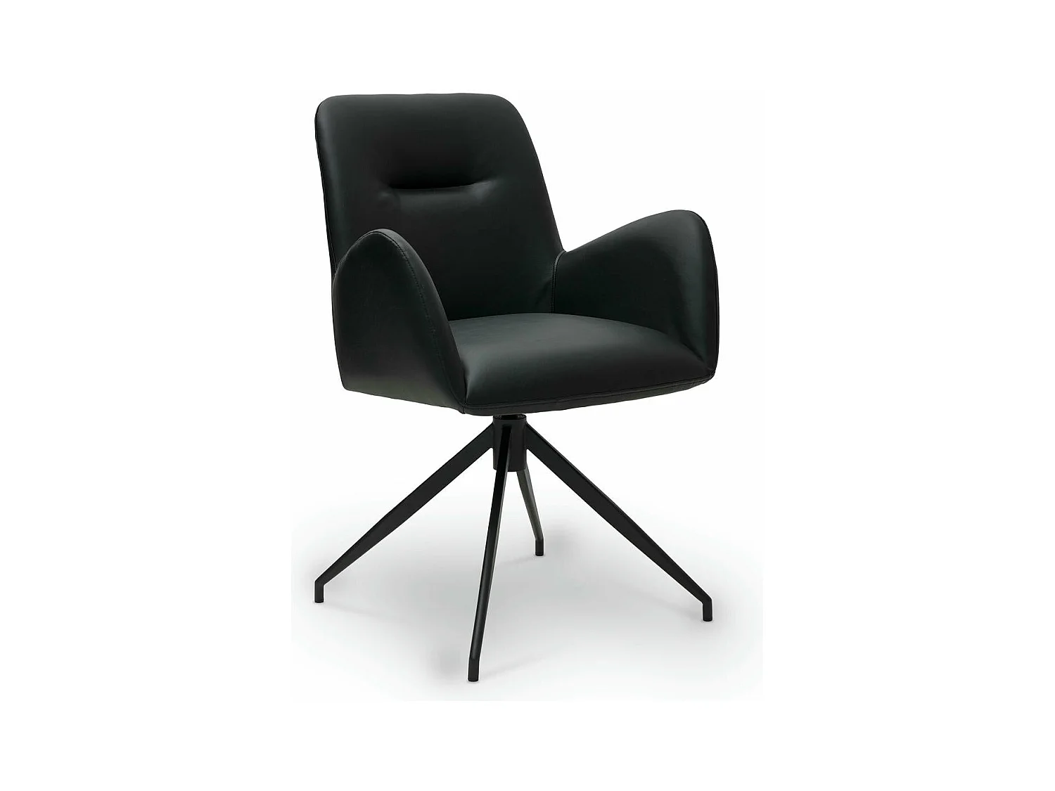 Esszimmerstuhl Drehbar 2er Set Jennifer - Kunstleder & Metall - Schwarz