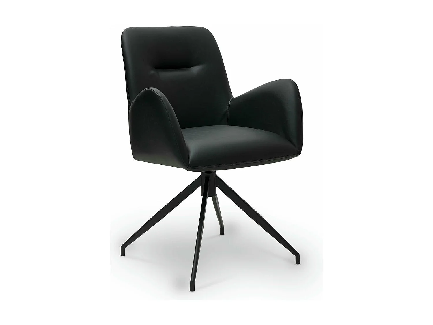 Esszimmerstuhl Drehbar 2er Set Jennifer - Kunstleder & Metall - Schwarz