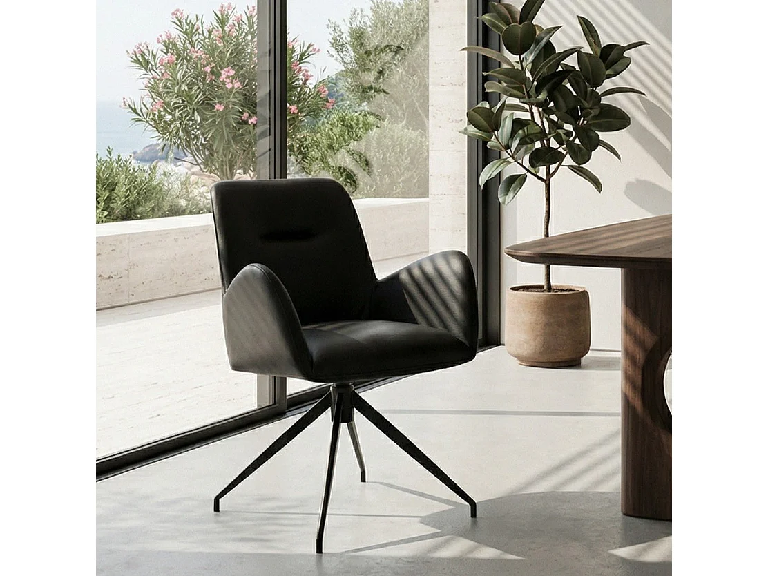 Esszimmerstühle 2er Set Jennifer - Kunstleder & Metall - Schwarz