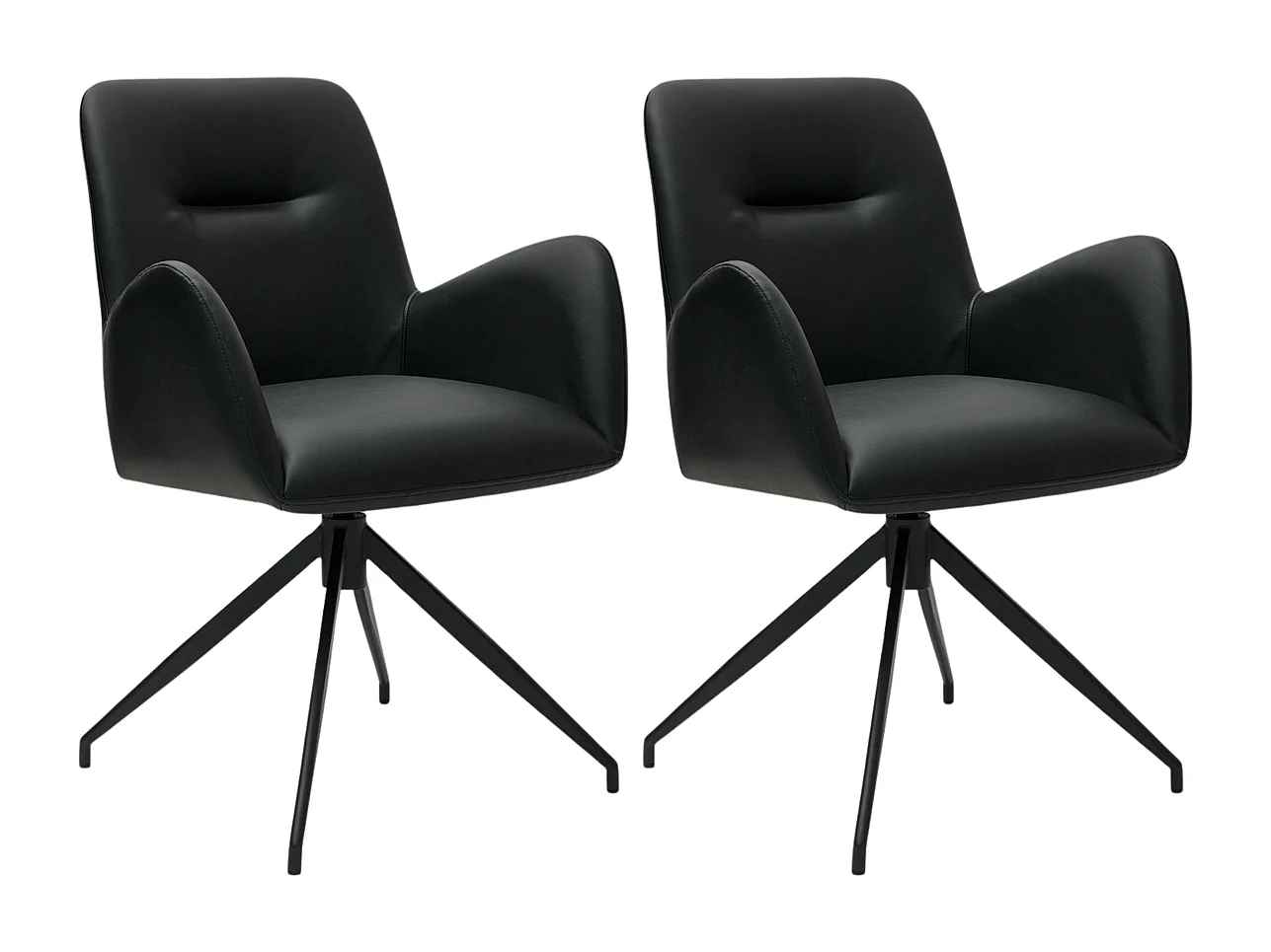 Lot de 2 chaises avec accoudoirs Jennifer - Simili et métal - Noir