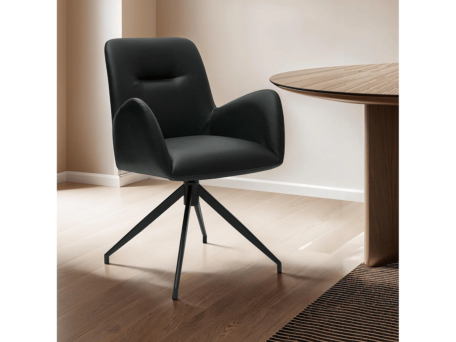 Lot de 2 chaises avec accoudoirs Jennifer - Simili et métal - Noir