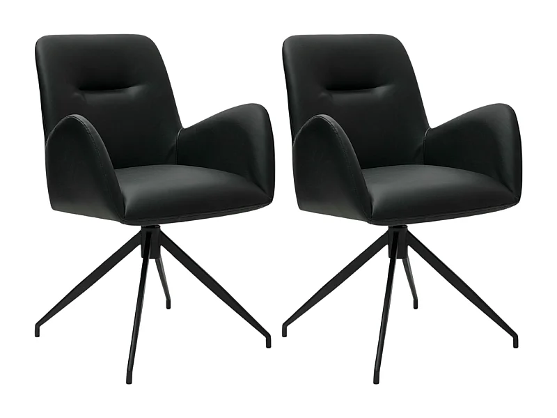 Lot de 2 chaises avec accoudoirs Jennifer - Simili et métal - Noir