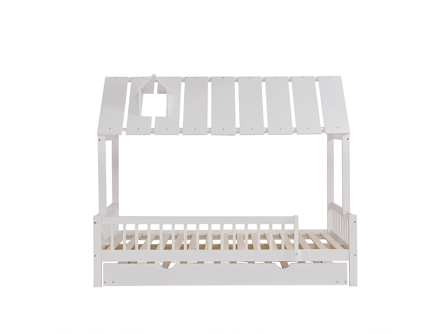 Lit enfant 120x200 cm avec un lit gigogne 120x190 cm - en Bois de pin et MDF - Blanc