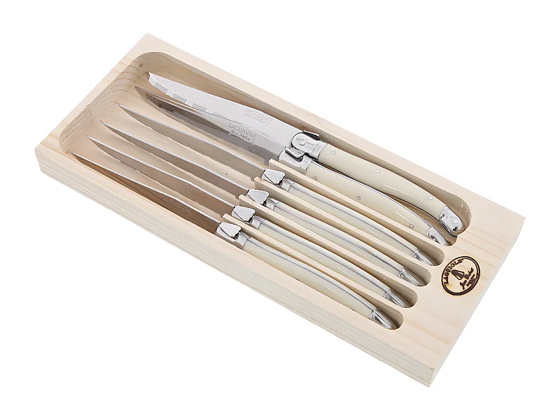 Couteaux Laguiole ivoire, coffret 6