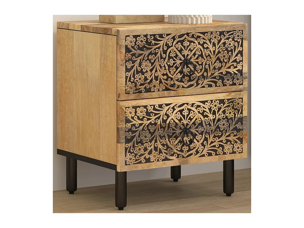 Comodino 40x33x46 cm in Legno Massello di Mango