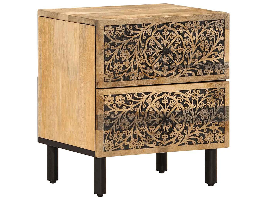 Mesitas de noche 2 uds madera maciza de mango 40x33x46 cm