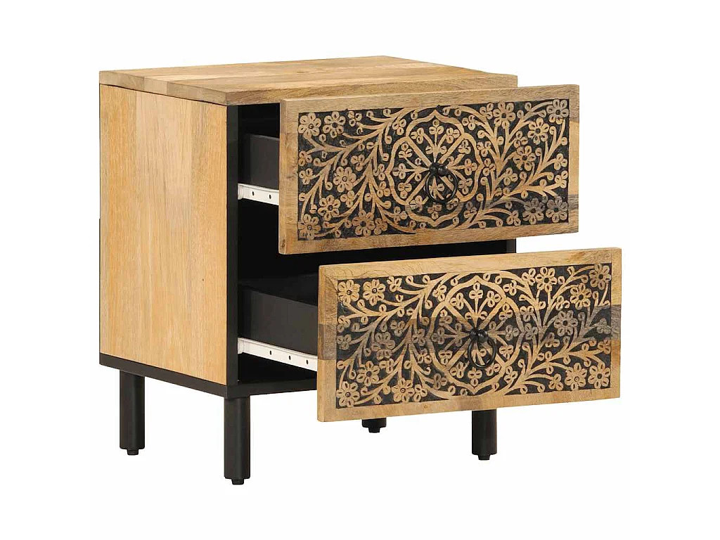 Mesitas de noche 2 uds madera maciza de mango 40x33x46 cm
