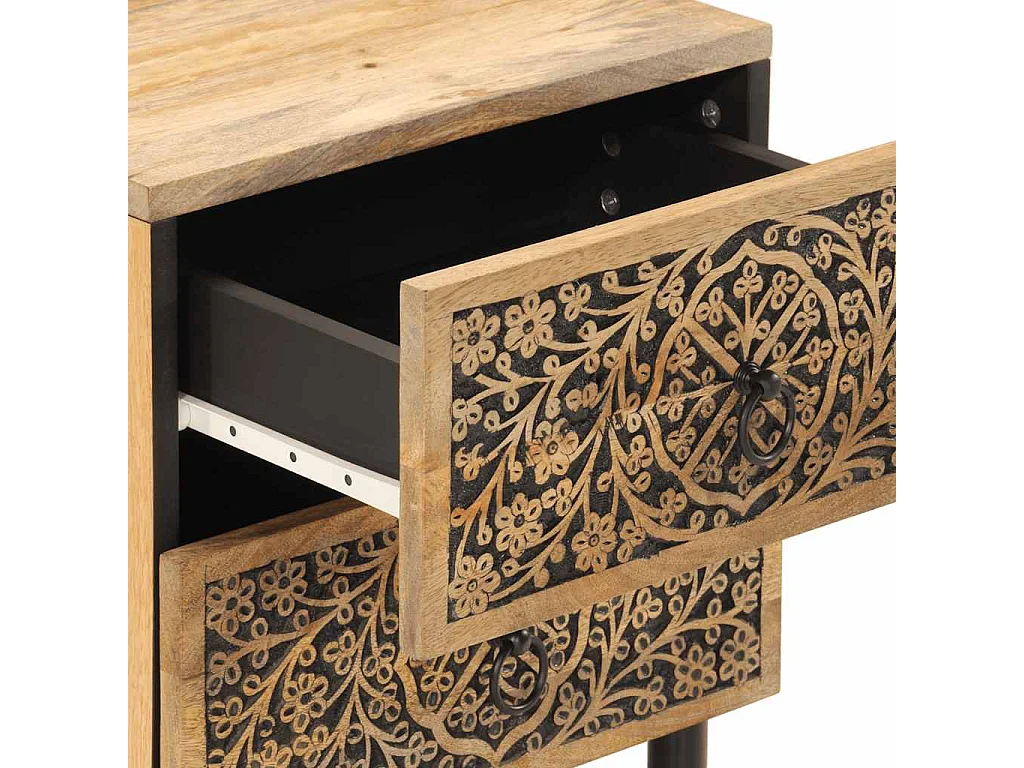 Mesitas de noche 2 uds madera maciza de mango 40x33x46 cm