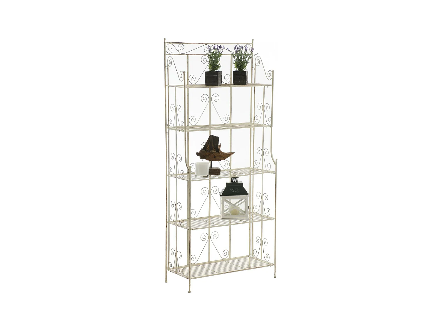 Étagères sur pied - Métal - 74.5 x 34.5 x 173cm - Crème antique - Ciara