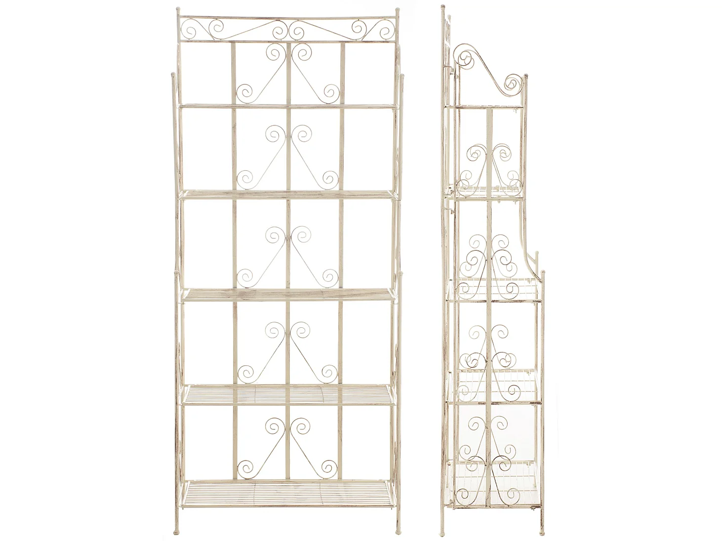 Étagères sur pied - Métal - 74.5 x 34.5 x 173cm - Crème antique - Ciara