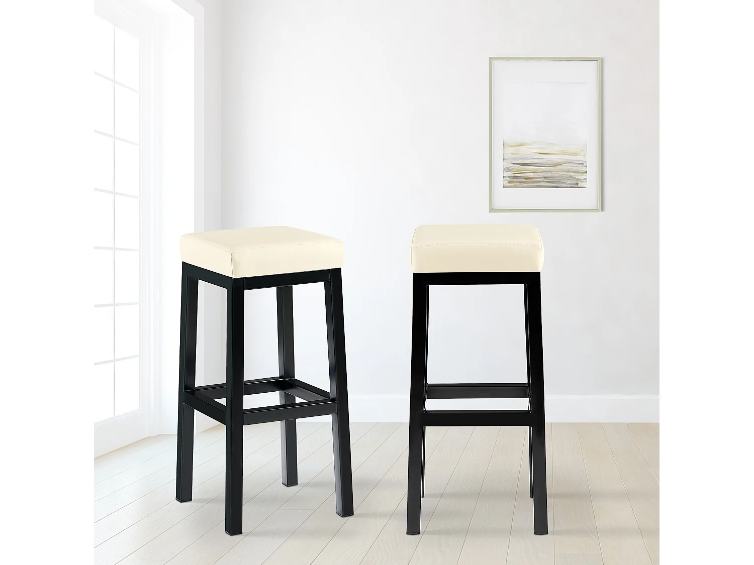 Tabouret de bar - Similicuir - Crème - Taylor B85