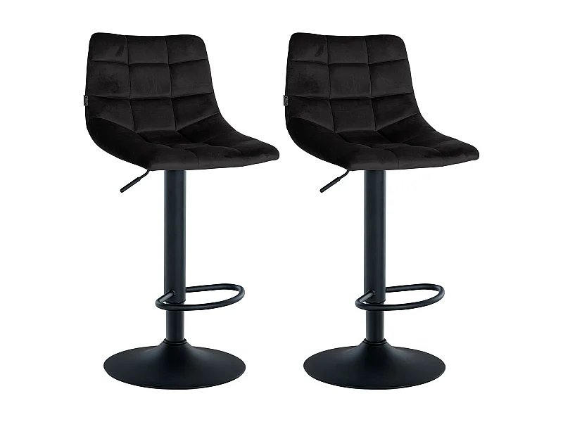 Lot de 2  Tabouret de bar - Velours & Métal - Noir - Jerry