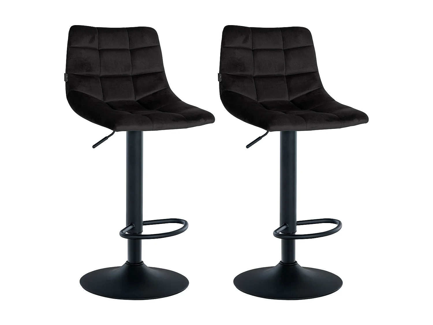 Lot de 2  Tabouret de bar - Velours & Métal - Noir - Jerry
