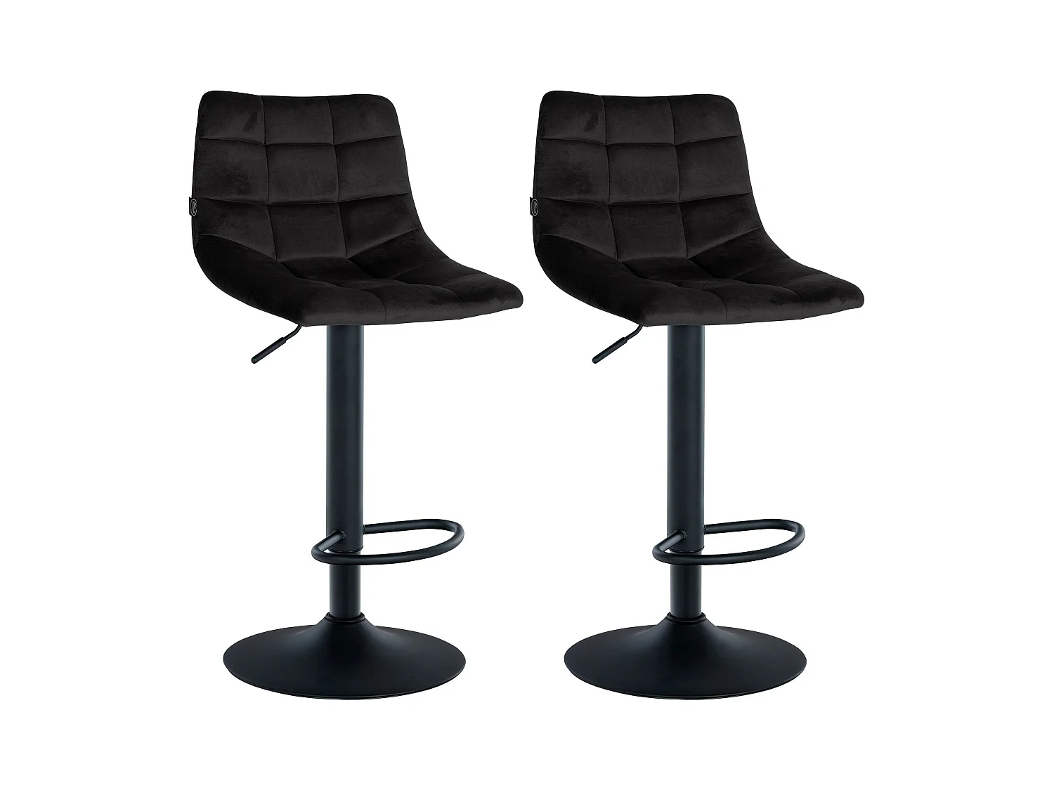 Lot de 2  Tabouret de bar - Velours & Métal - Noir - Jerry