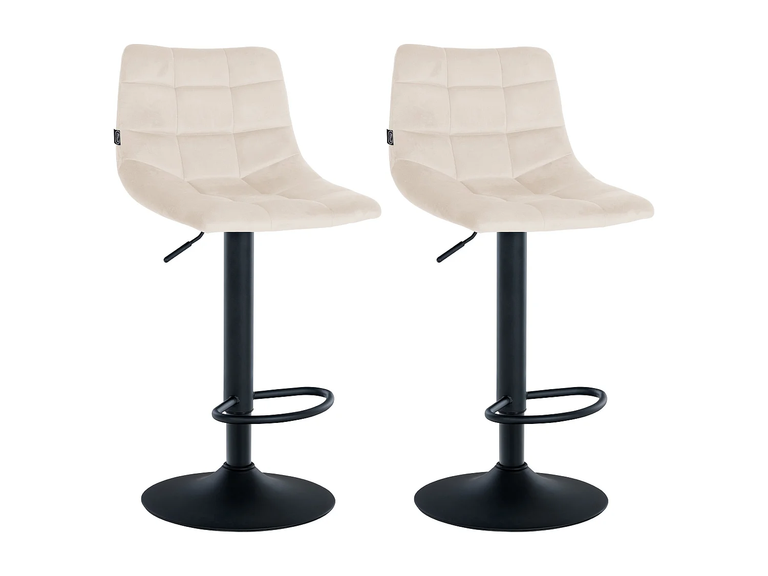 Lot de 2  Tabouret de bar - Velours & Métal - Crème - Jerry