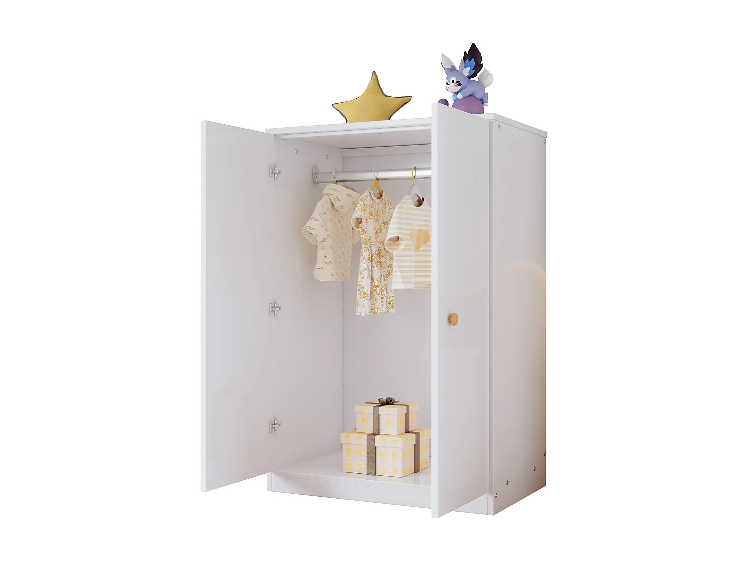 Kindergarderobe met roede - in MD - Wit