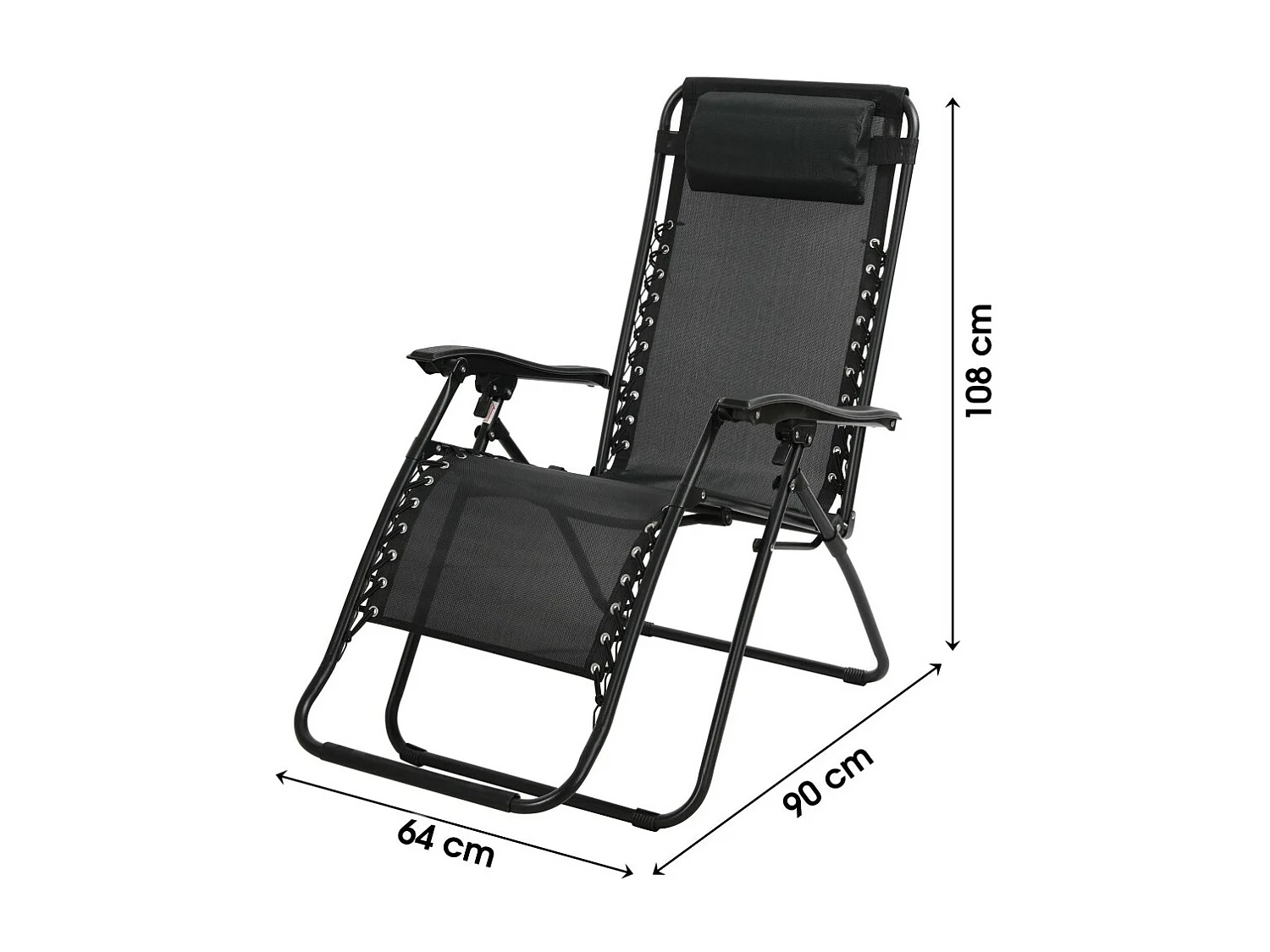 Fauteuil relax d'extérieur coloris noir 90x108x64 cm