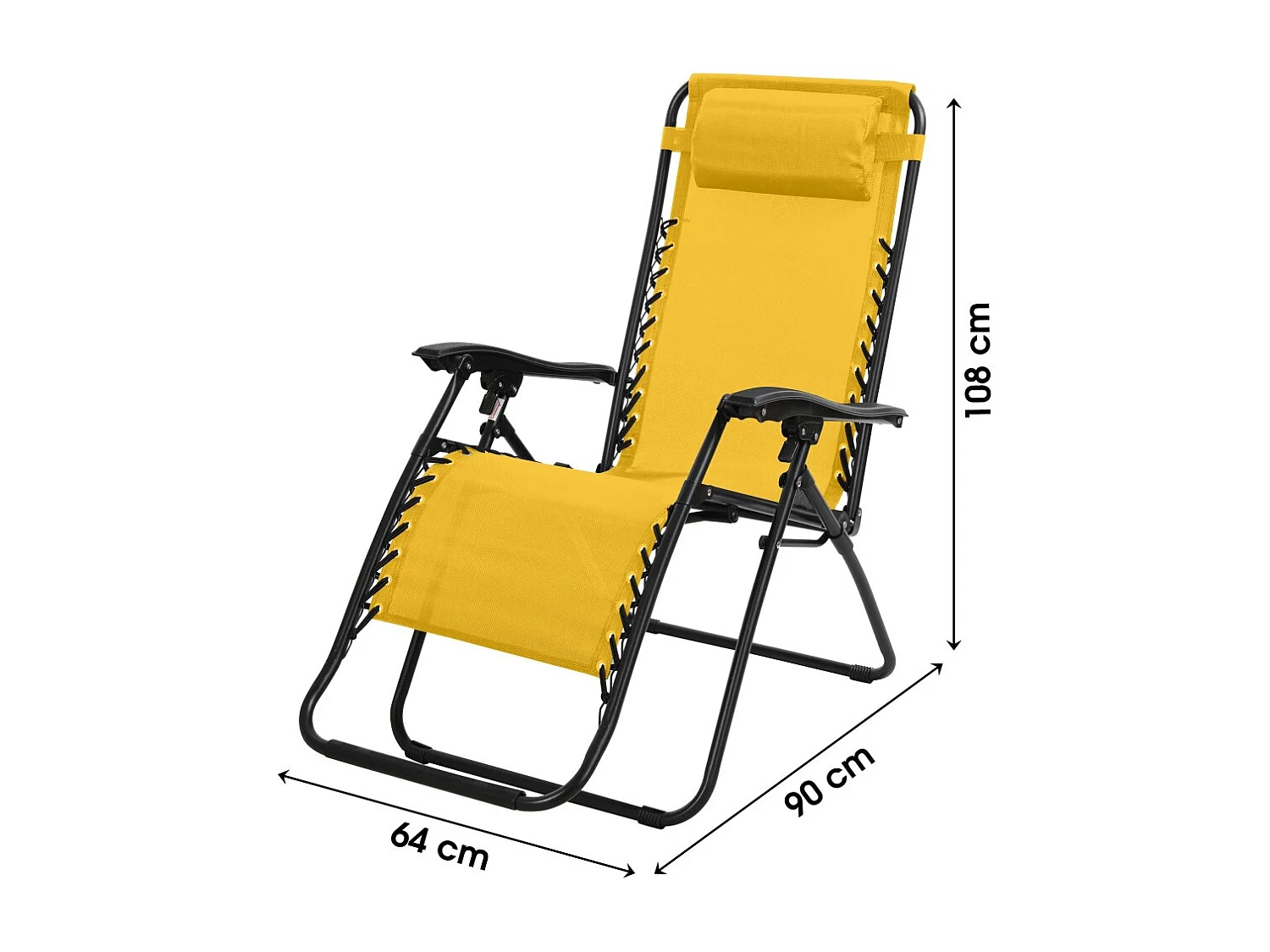 Fauteuil relax d'extérieur coloris jaune 90x108x64 cm
