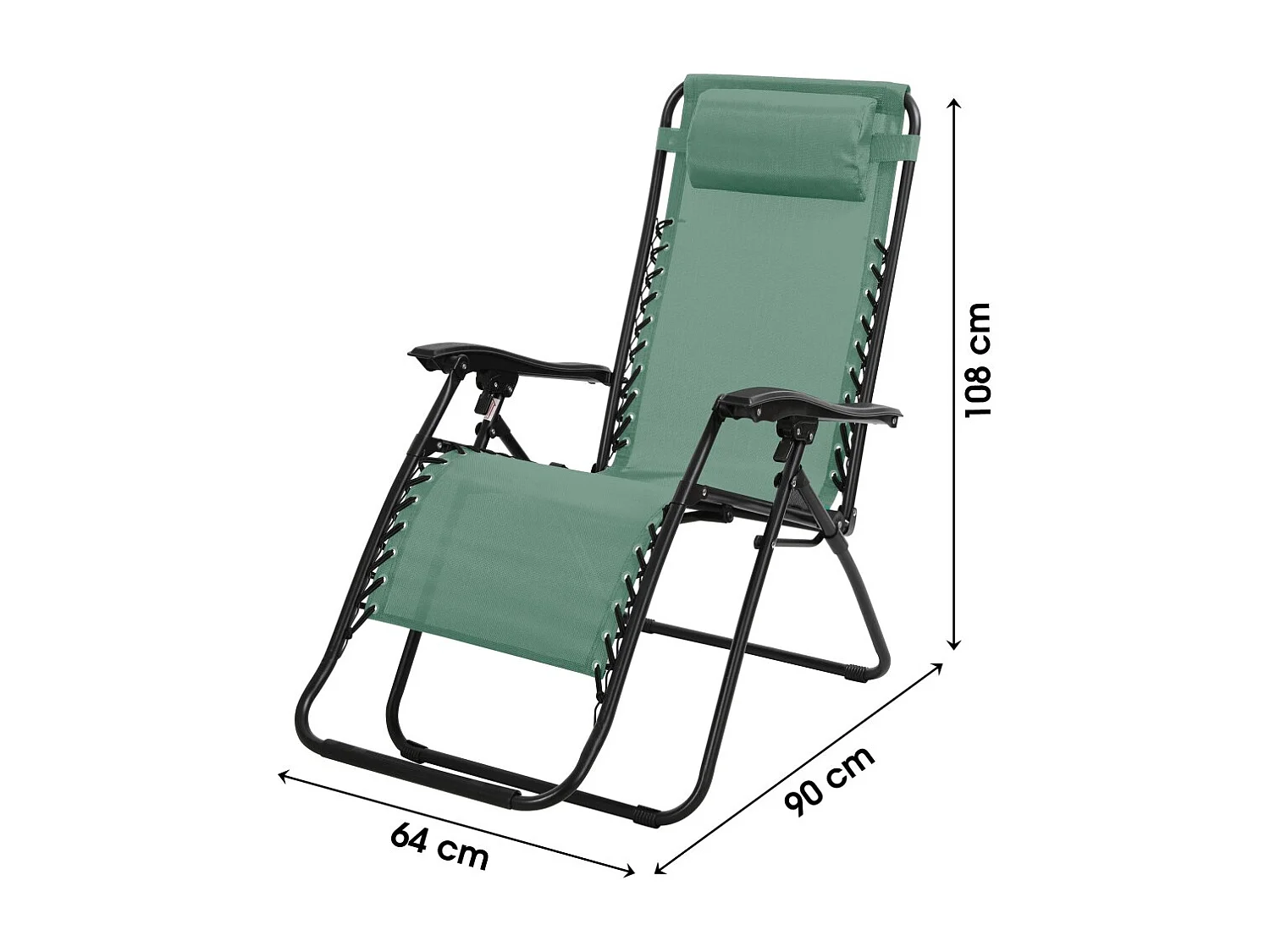 Fauteuil relax d'extérieur coloris vert 90x108x64 cm