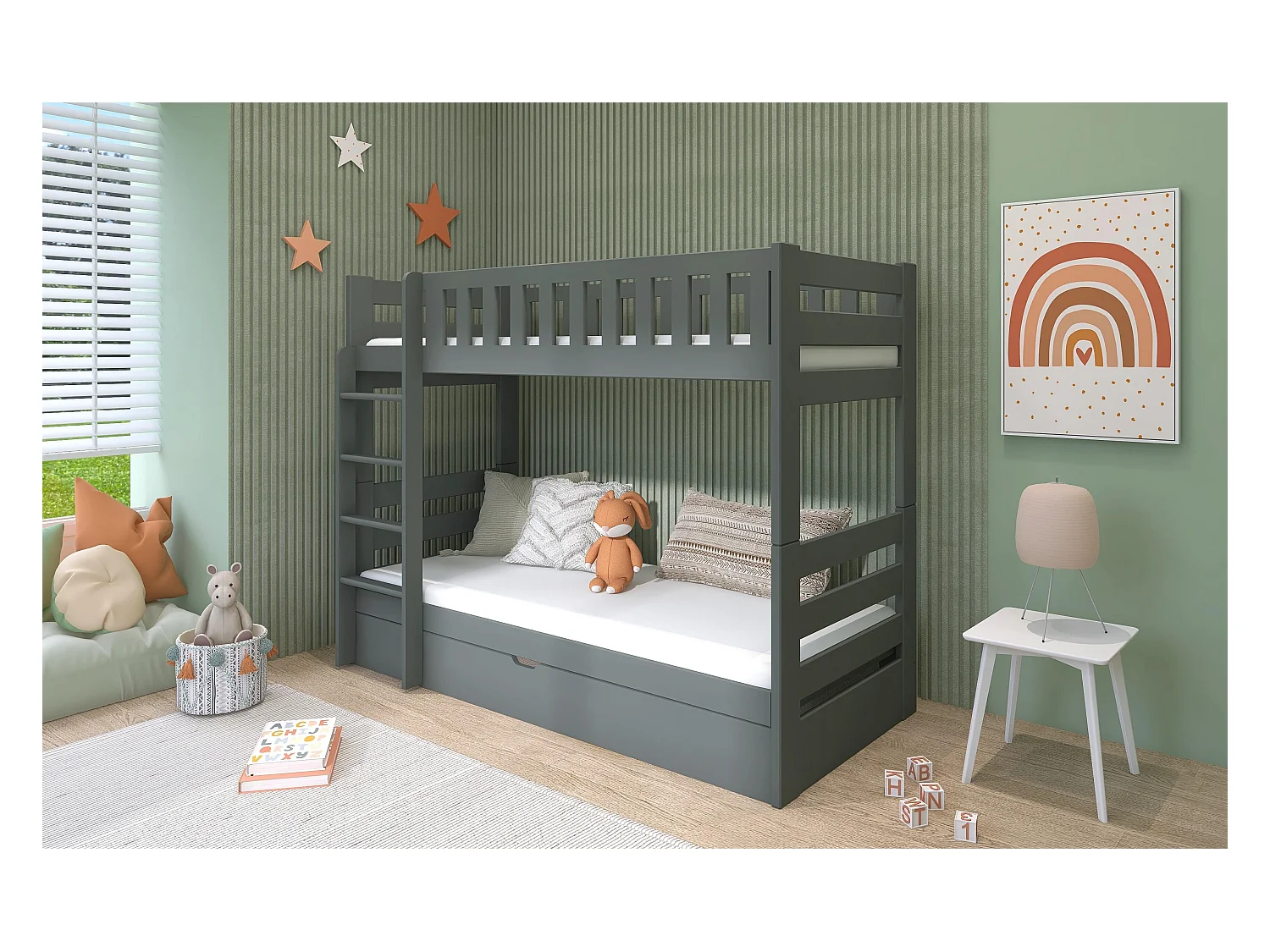 Letto a castello FOCUS BB002 80x180 cm Grafite