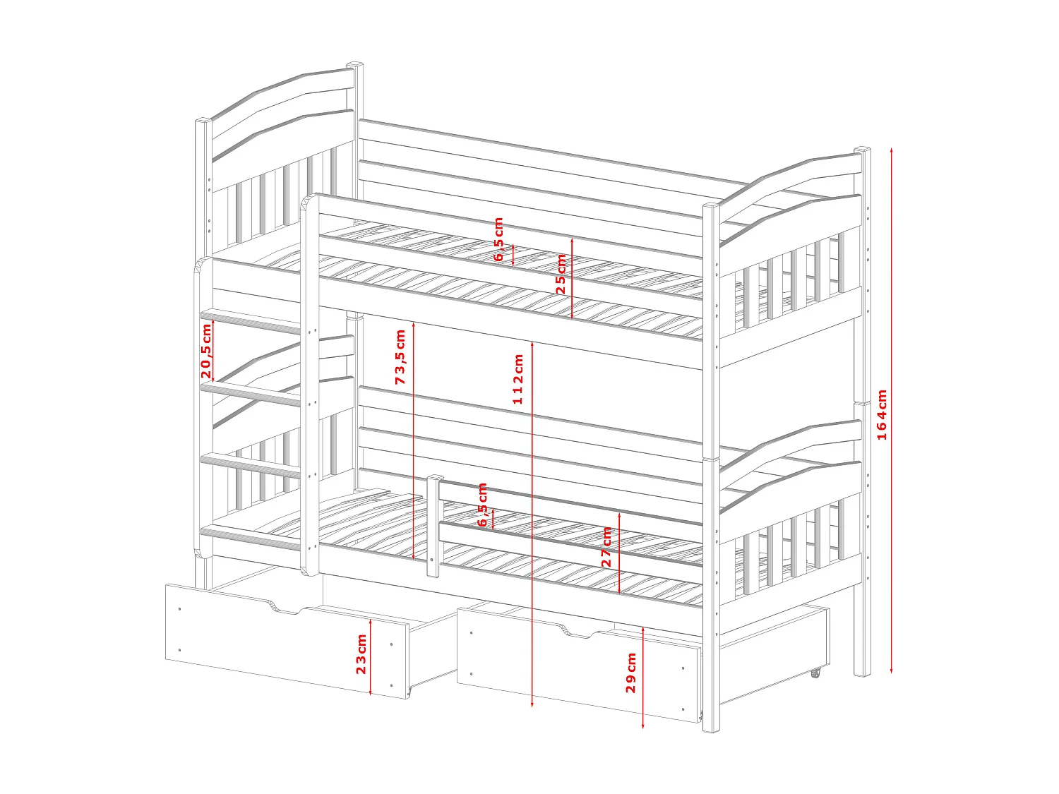 Stapelbed GABI BB005 90x200 cm Wit