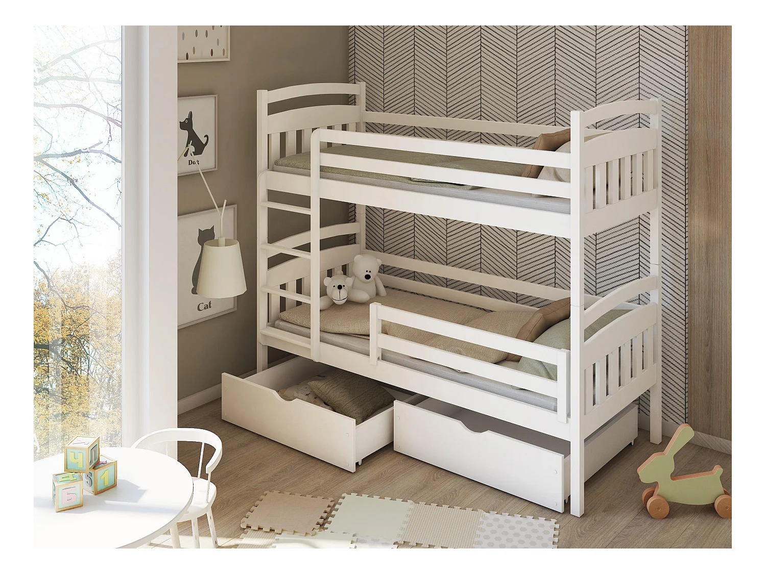 Lits superposés GABI BB005 90x200 cm Blanc