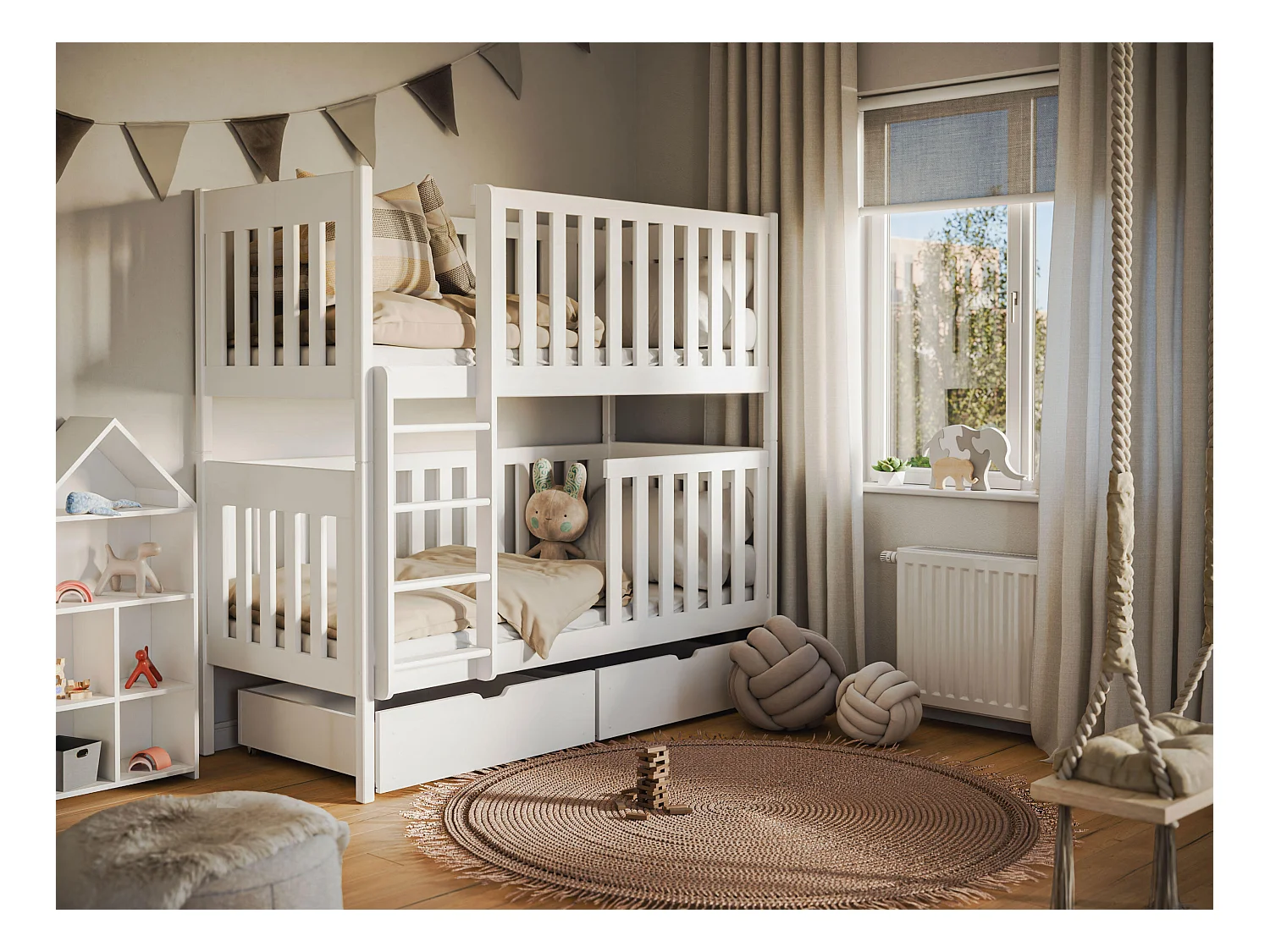 Letto a castello DAWID BB003 80x200 cm Bianco