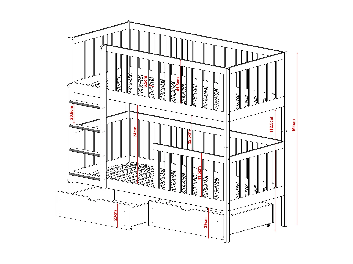 Lits superposés MICHALINA BB004 90x190 cm Beige