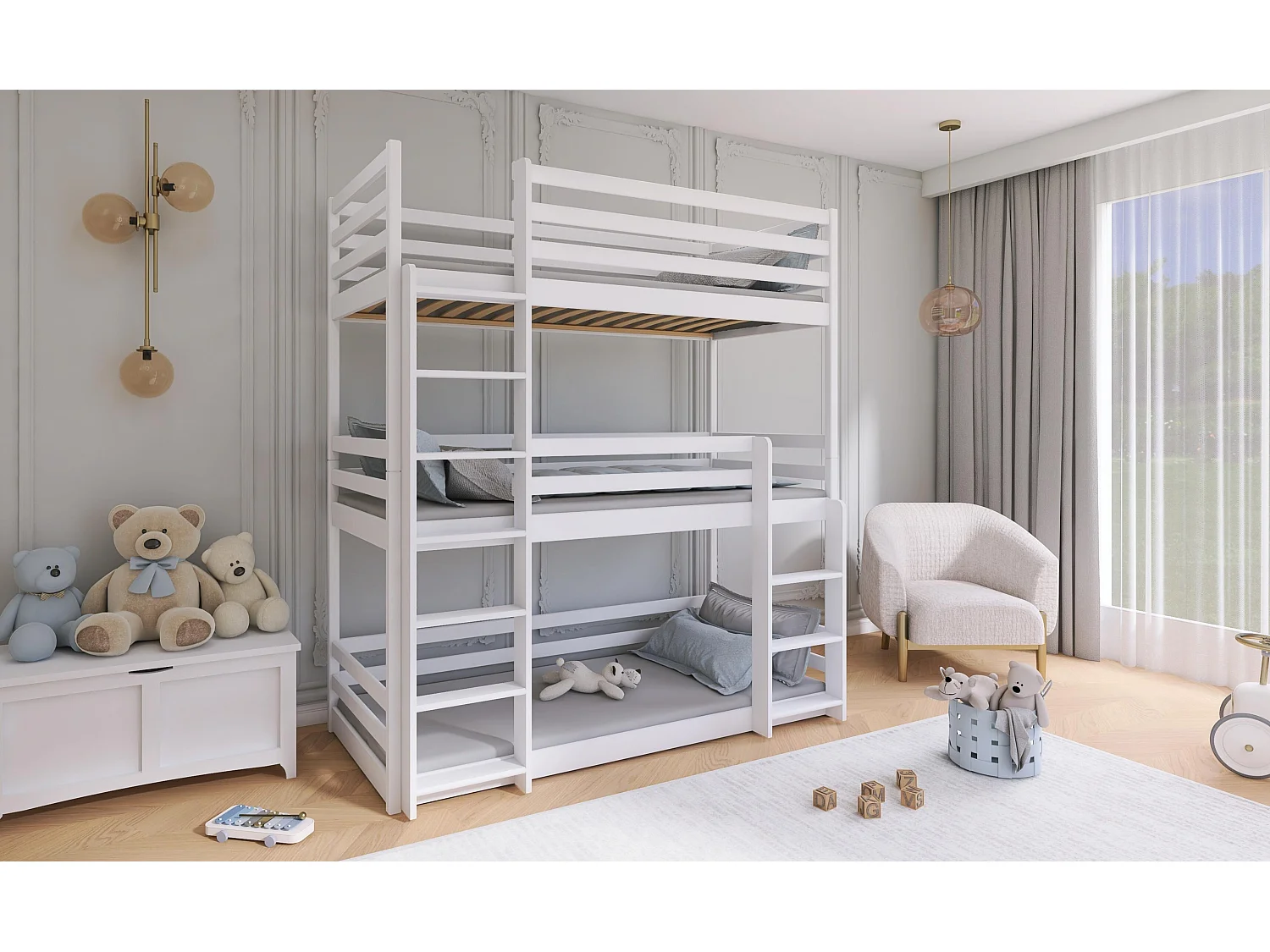 Stapelbed TED BB003 80x200 cm Wit