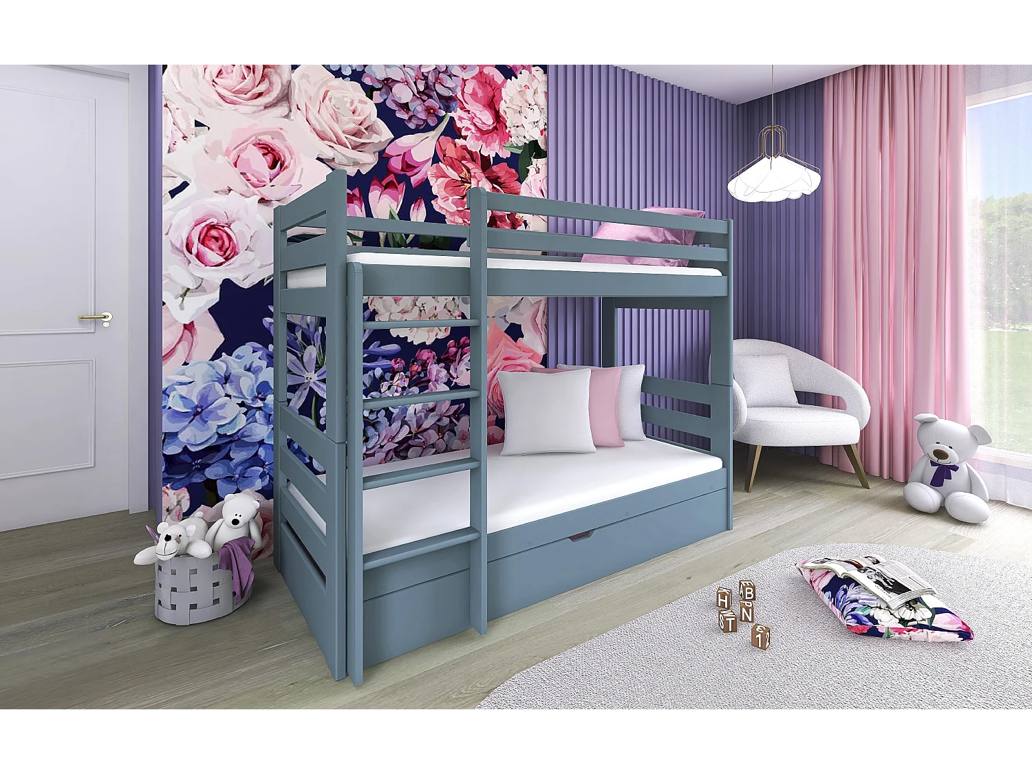 Etagenbett AYA BB004 90x190 cm Grau