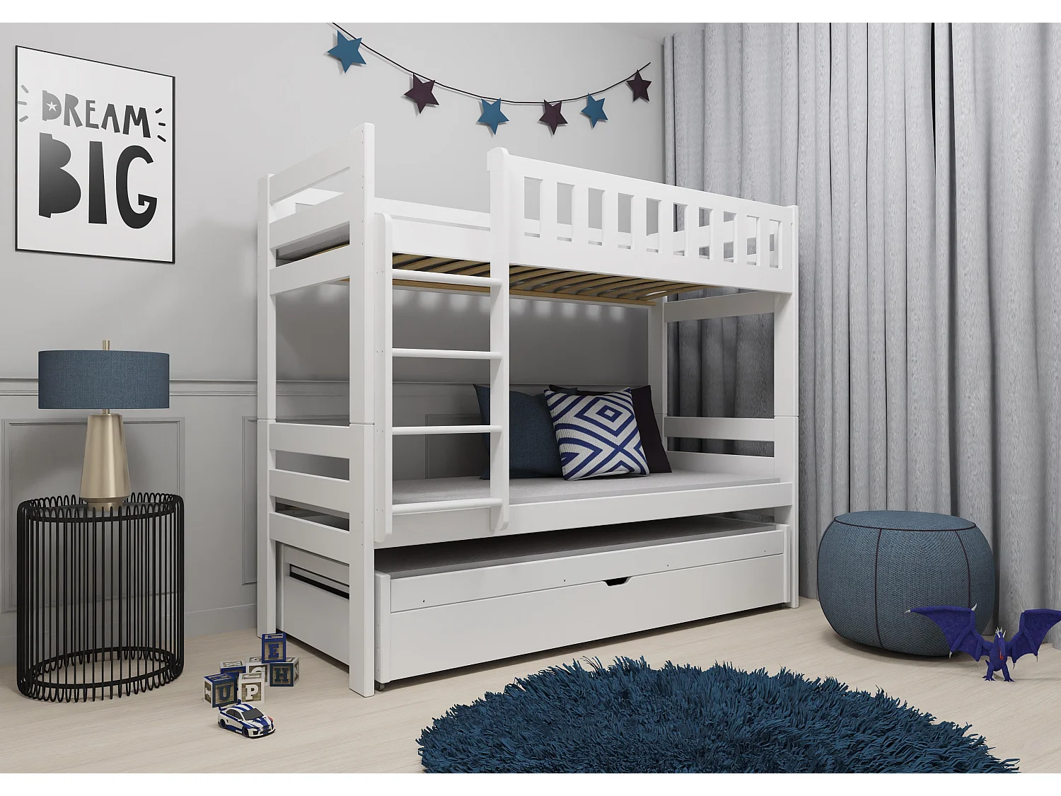 Letto a castello HARVEY BB004 90x190 cm Bianco