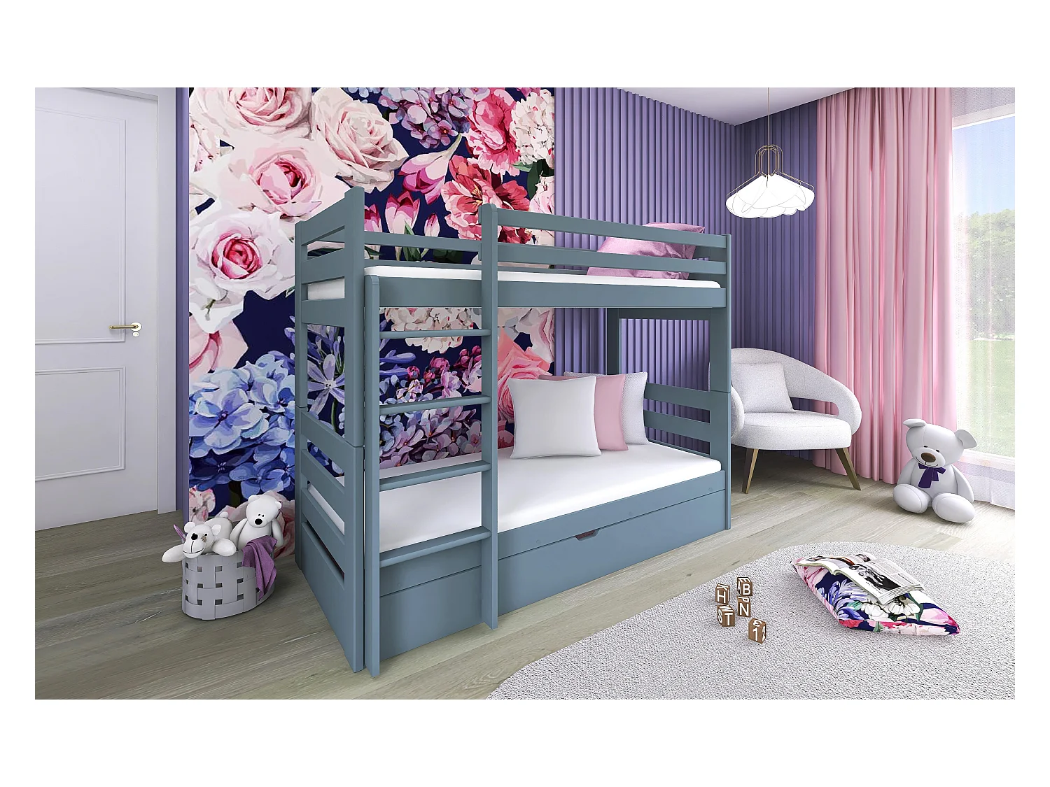 Lits superposés AYA BB002 80x180 cm Gris