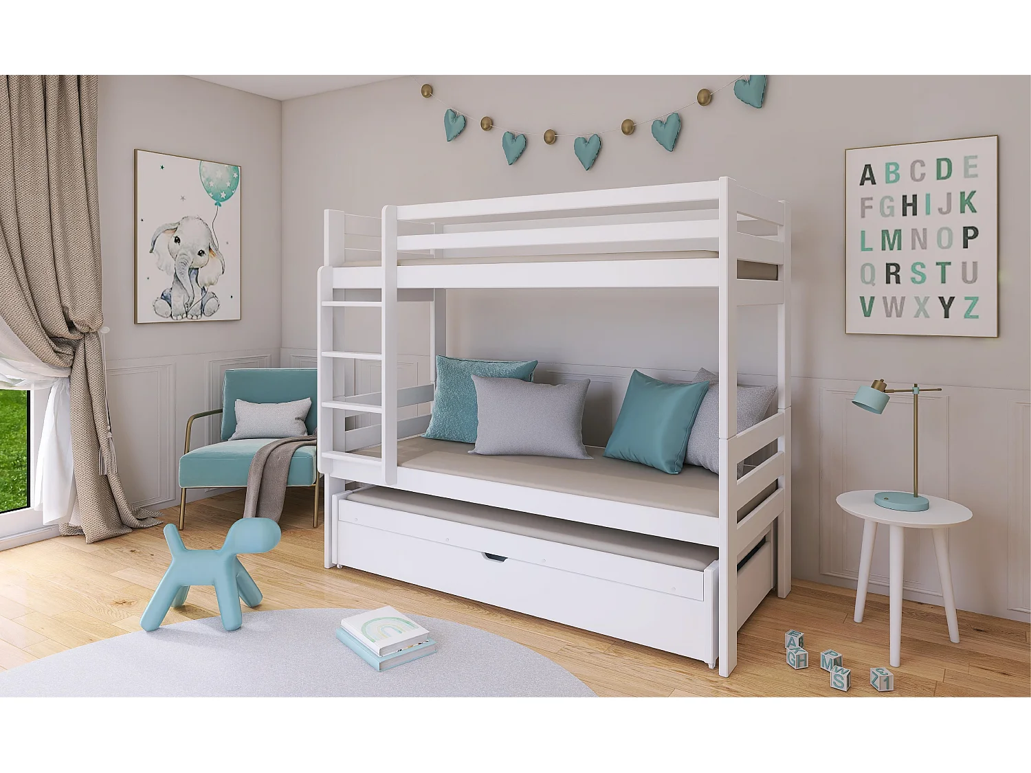 Letto a castello LESSI BB002 80x180 cm Bianco