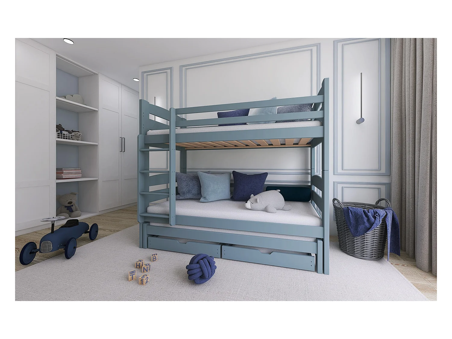 Stapelbed CEZAR BB012 90x180 cm Grijs
