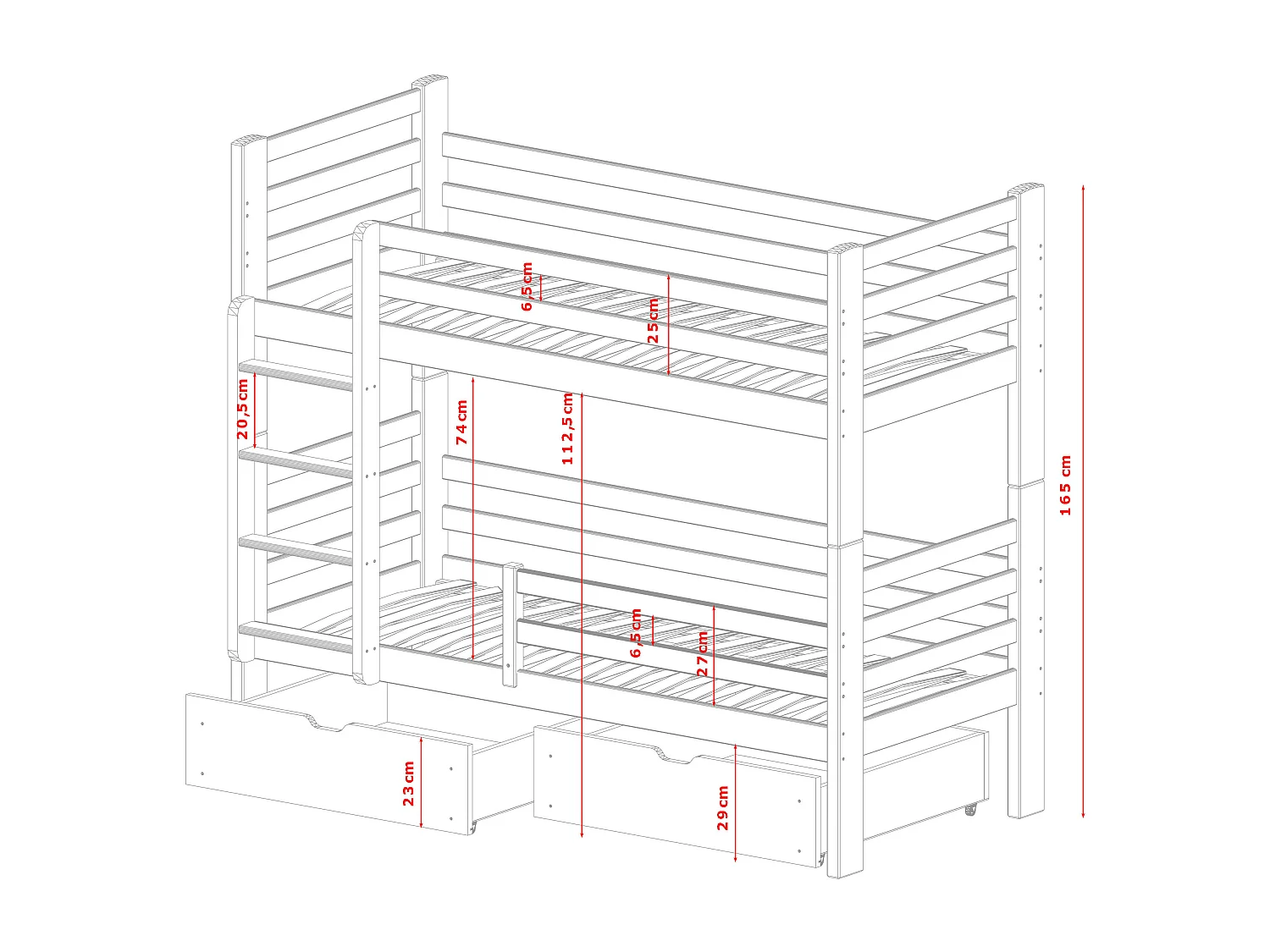 Stapelbed PATRYK BB005 90x200 cm Grijs