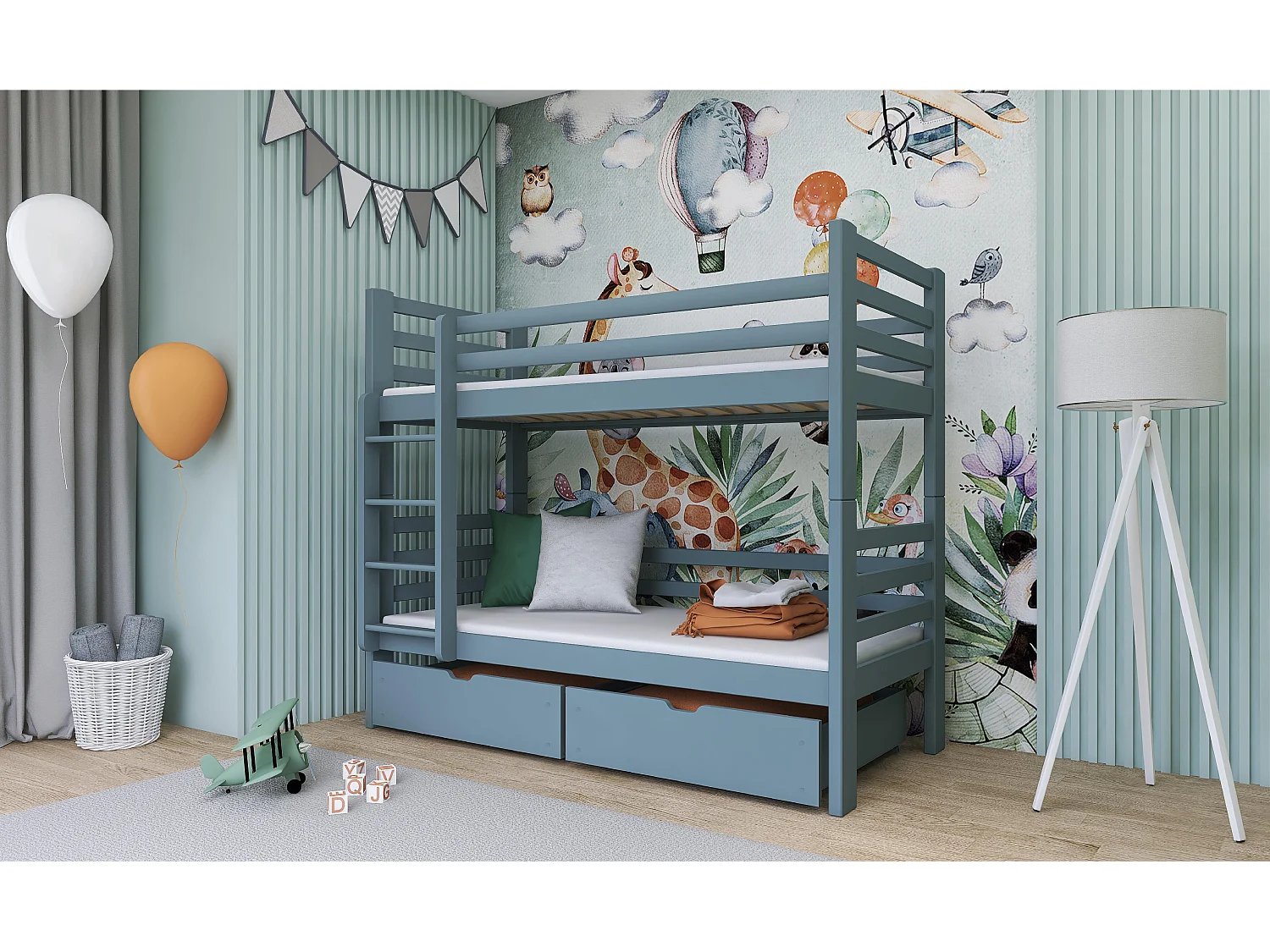 Lits superposés PATRYK BB005 90x200 cm Gris