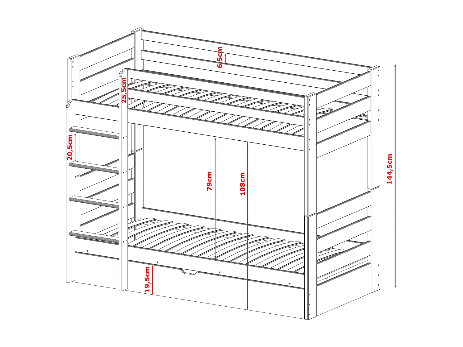 Stapelbed AYA BB005 90x200 cm Wit