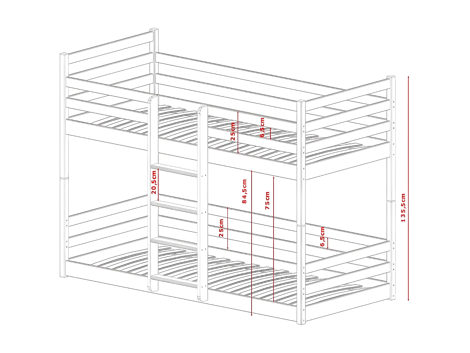 Stapelbed SHINE BB003 80x200 cm Grijs