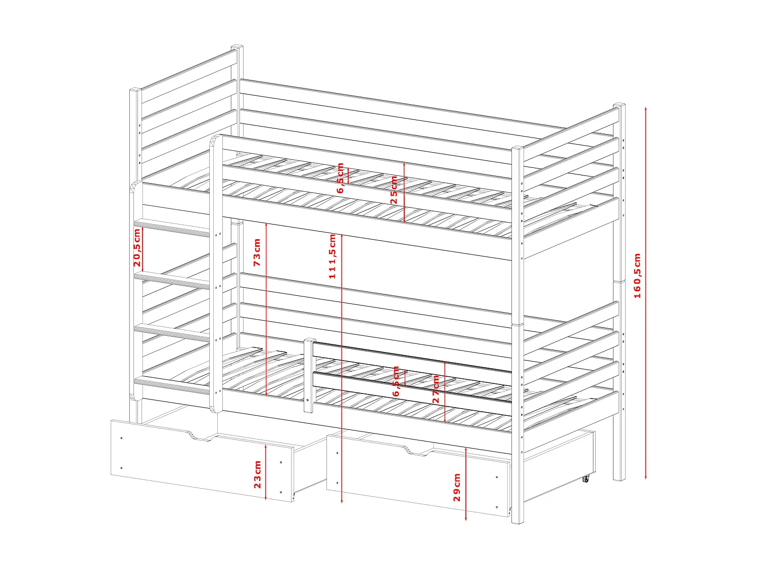Stapelbed NEMO BB005 90x200 cm Wit