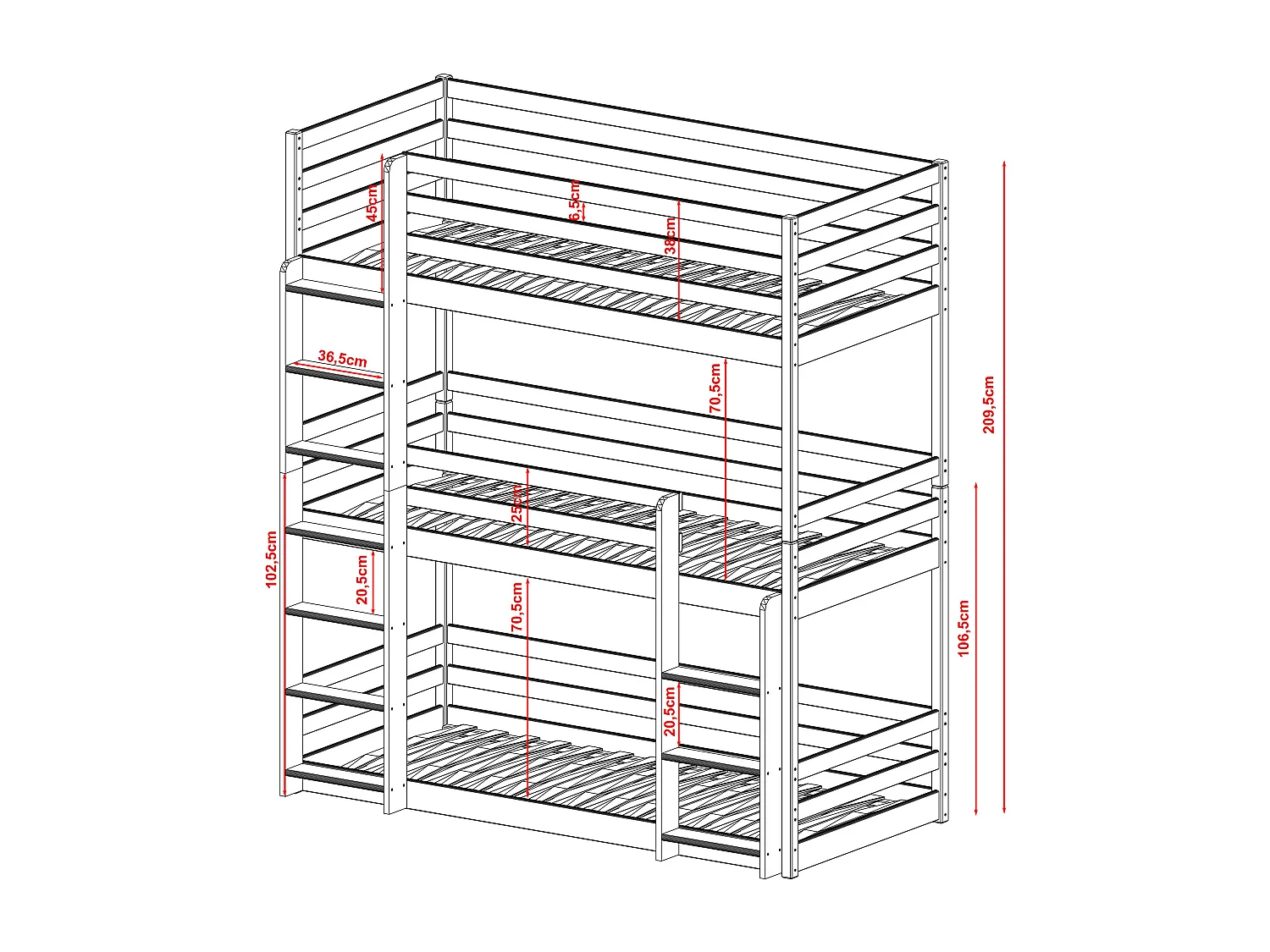 Beliche TED BB004 90x190 cm Branco