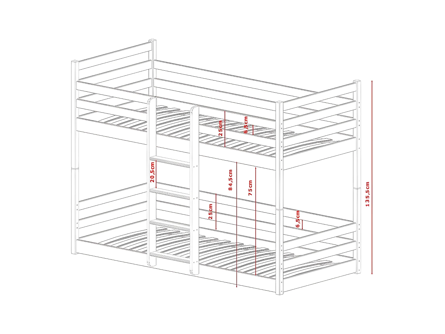 Etagenbett SHINE BB004 90x190 cm Graphit