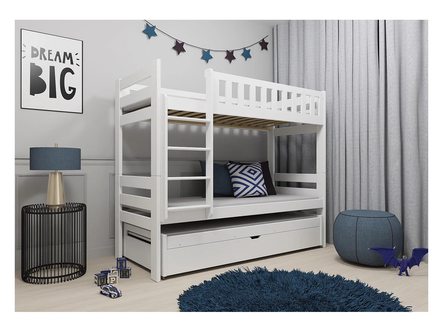 Lits superposés HARVEY BB005 90x200 cm Blanc