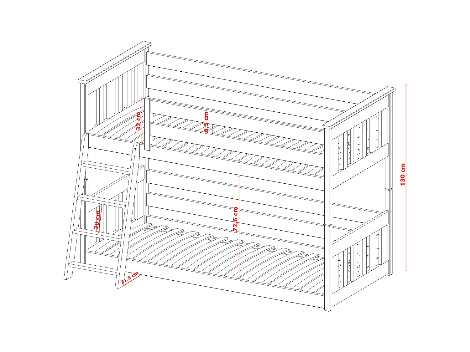 Stapelbed KEVIN BB013 80x170 cm Wit