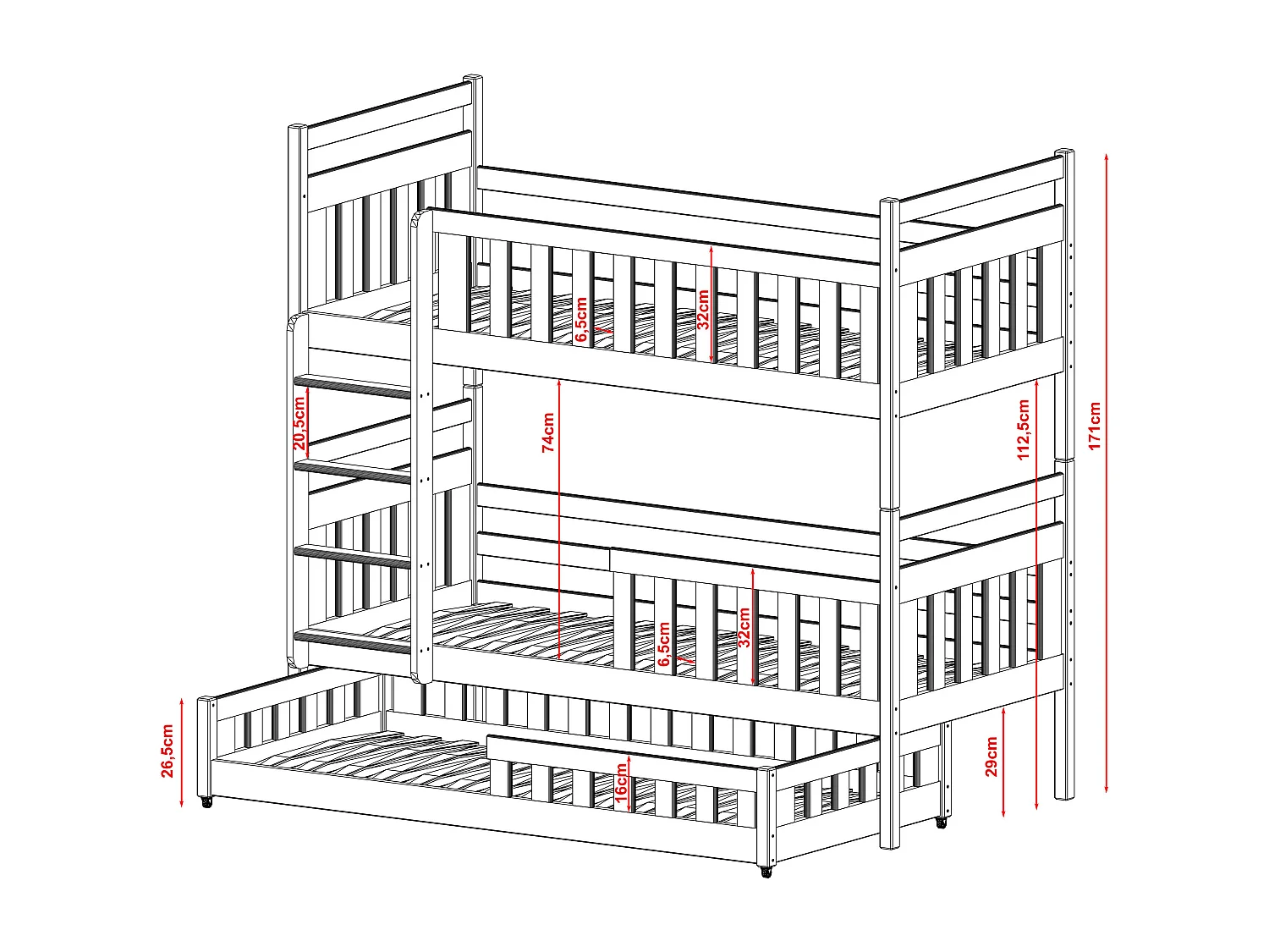 Beliche OLIWIA BB004 90x190 cm Branco