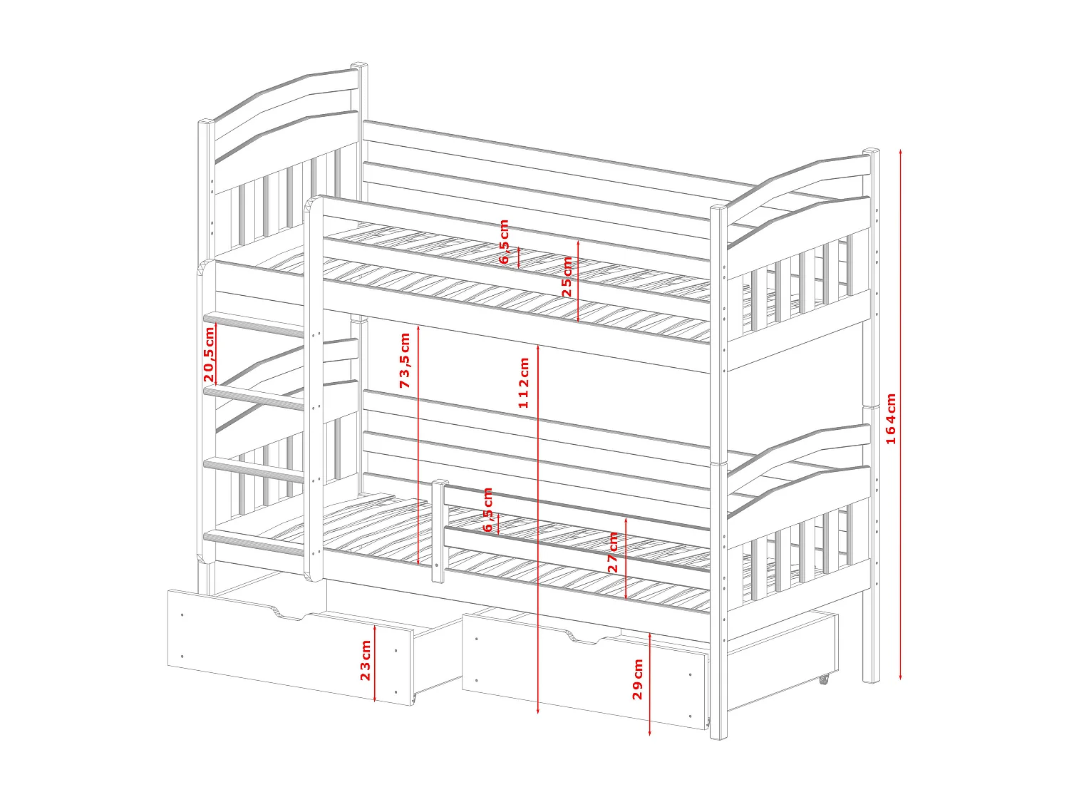 Stapelbed GABI BB001 80x160 cm Wit