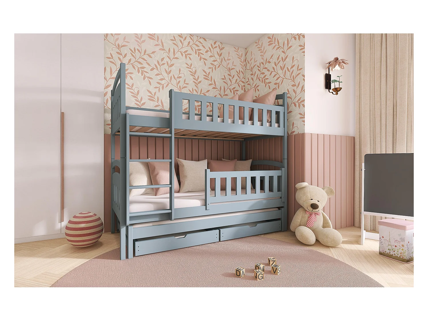 Lits superposés BLANKA BB012 90x180 cm Gris