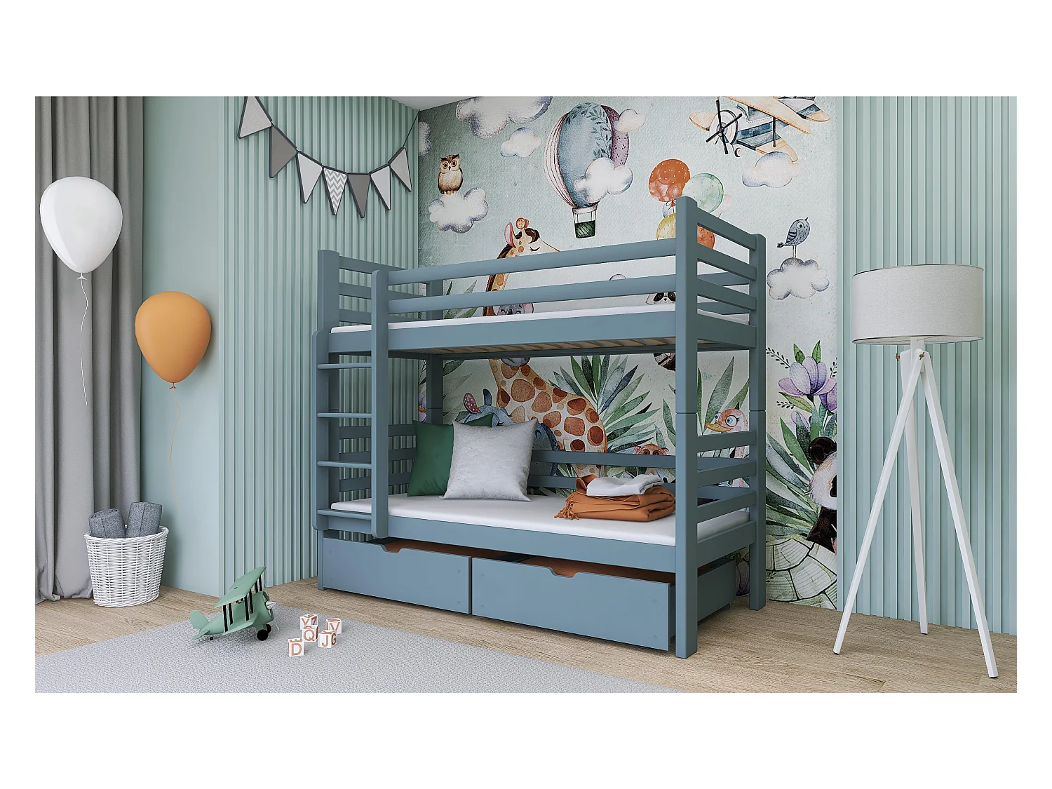 Stapelbed PATRYK BB002 80x180 cm Grijs